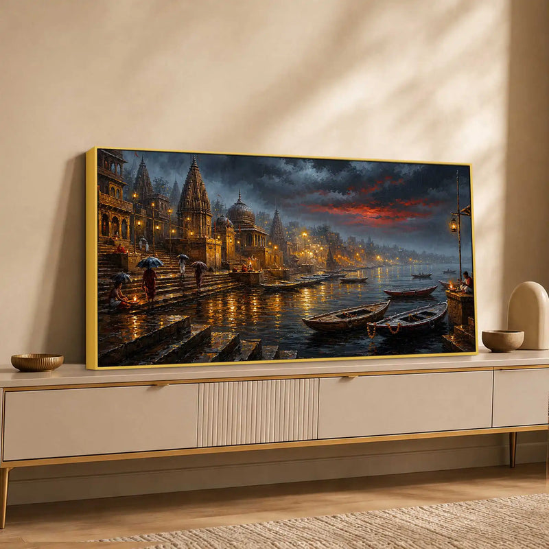 Classic Varanasi Riverside Painting for Hall Décor
