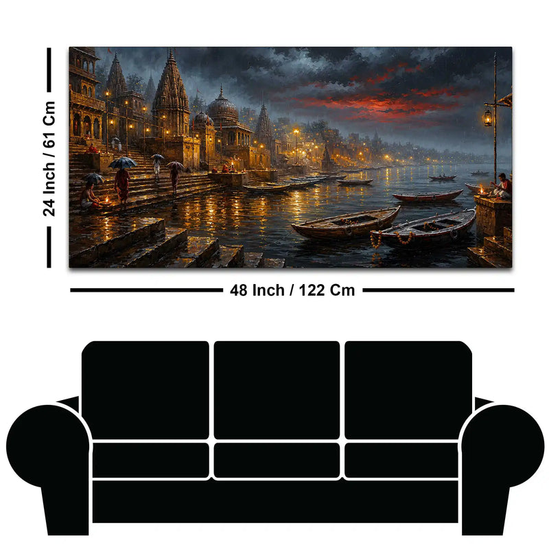 Classic Varanasi Riverside Painting for Hall Décor