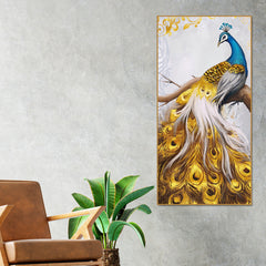 Classic Wall Painting of A Golden Feather Peacock