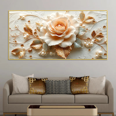 Classic White Rose Floral Masterpiece 3D Canvas Wall Painting