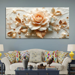 Classic White Rose Floral Masterpiece 3D Canvas Wall Painting