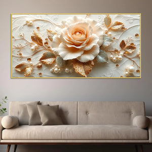Classic White Rose Floral Masterpiece 3D Canvas Wall Painting