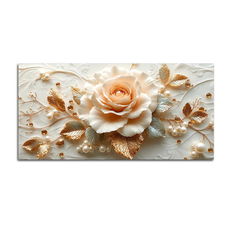 Classic White Rose Floral Masterpiece 3D Canvas Wall Painting