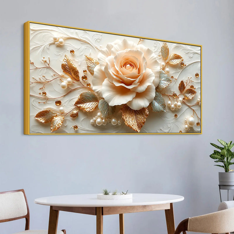 Classic White Rose Floral Masterpiece 3D Canvas Wall Painting