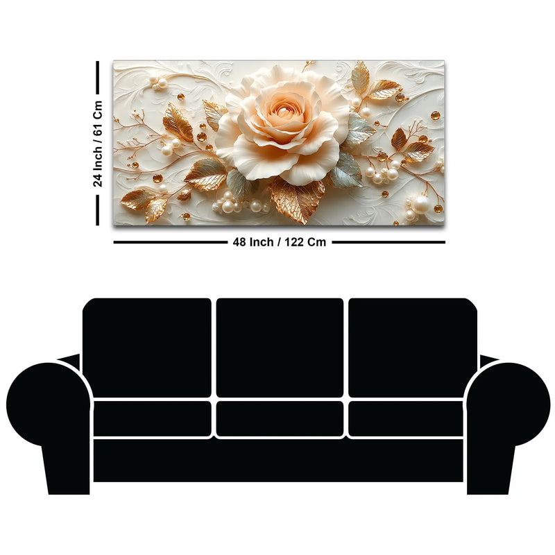 Classic White Rose Floral Masterpiece 3D Canvas Wall Painting