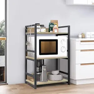 Classic Wooden Wall Shelf with Black Metallic Frame