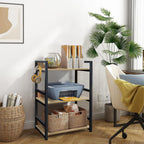 Classic Wooden Wall Shelf with Black Metallic Frame