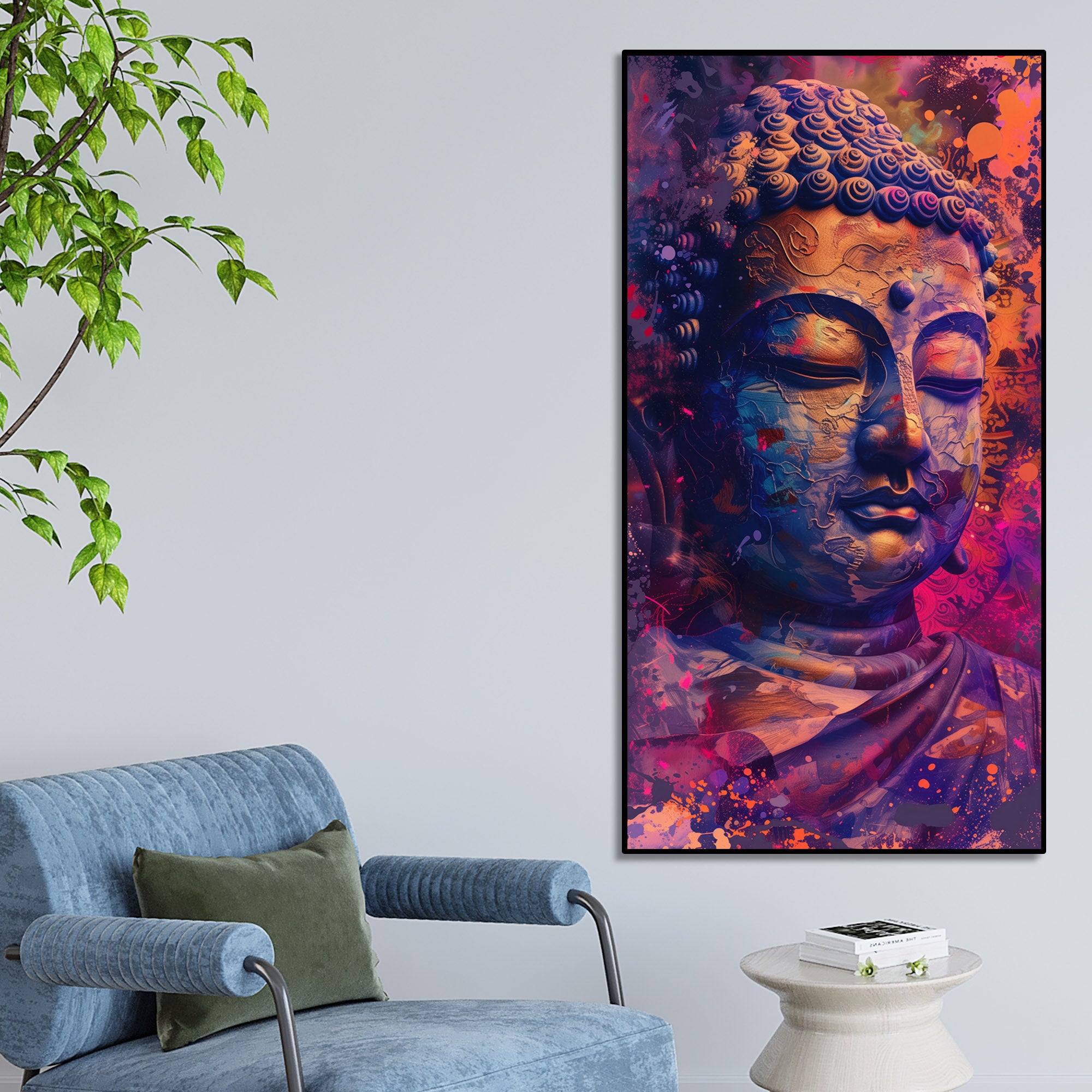 Close up of Lord Buddha Statue Canvas Wall Painting