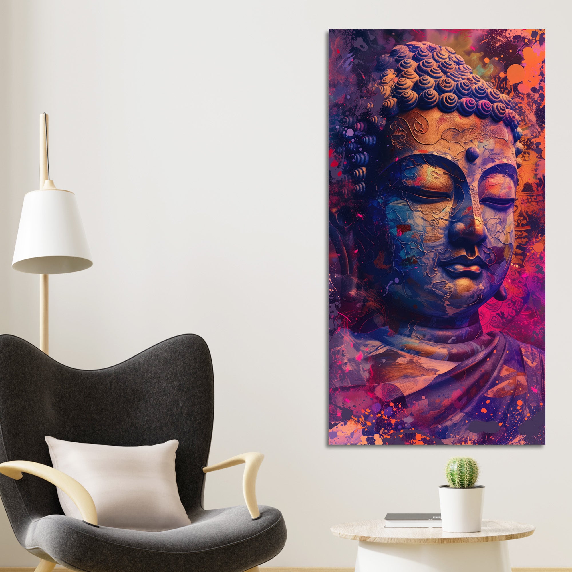 Close up of Lord Buddha Statue Canvas Wall Painting