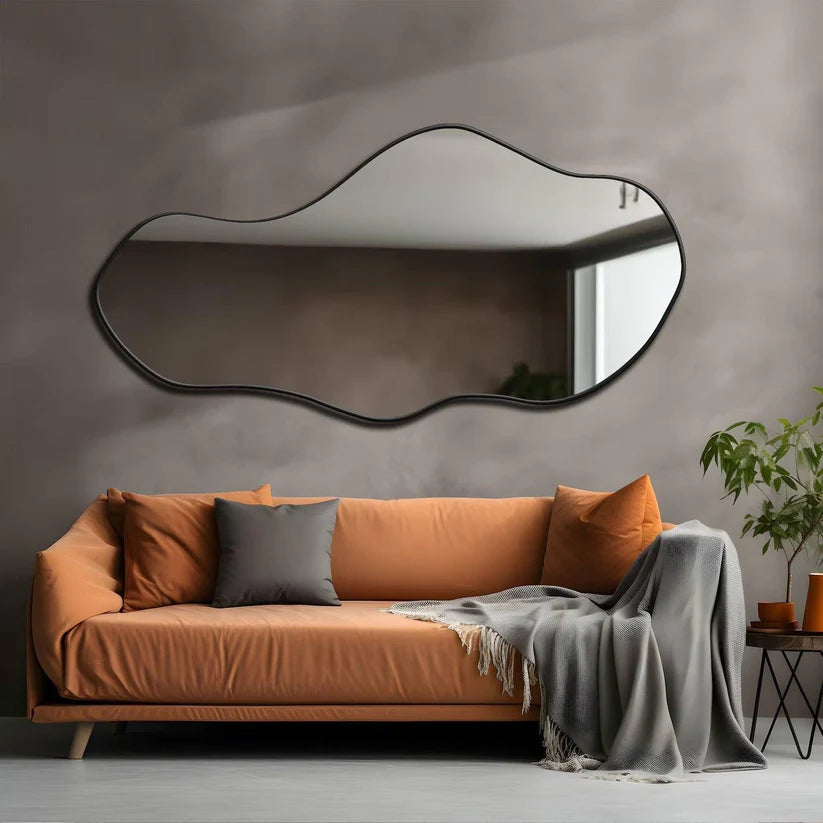 Cloud-Inspired Irregular Black Frame Wall Mirror