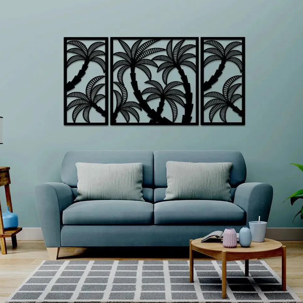 Coconut Tree Design Silhouette Metal Art Wall Decor