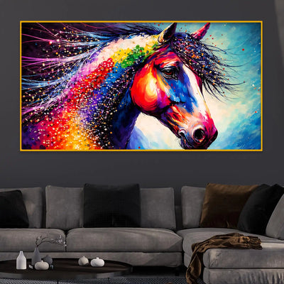 Color Splash Horse Crystal Glass Painting for Premium Décor