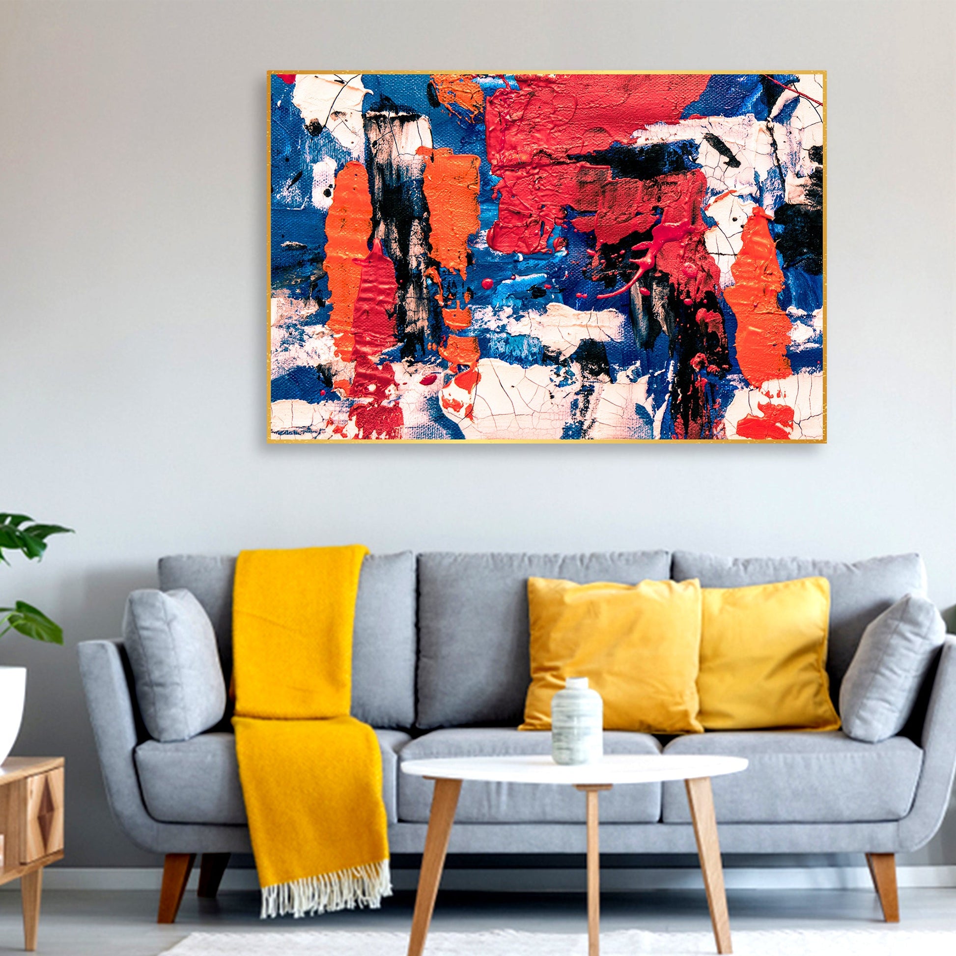 Colorful Abstract Art Wall Painting Floating Canvas