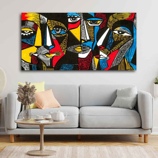 Colorful Abstract Faces Premium Canvas Wall Painting