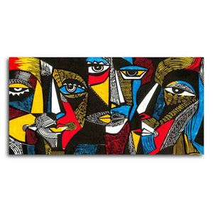 Colorful Abstract Faces Premium Canvas Wall Painting