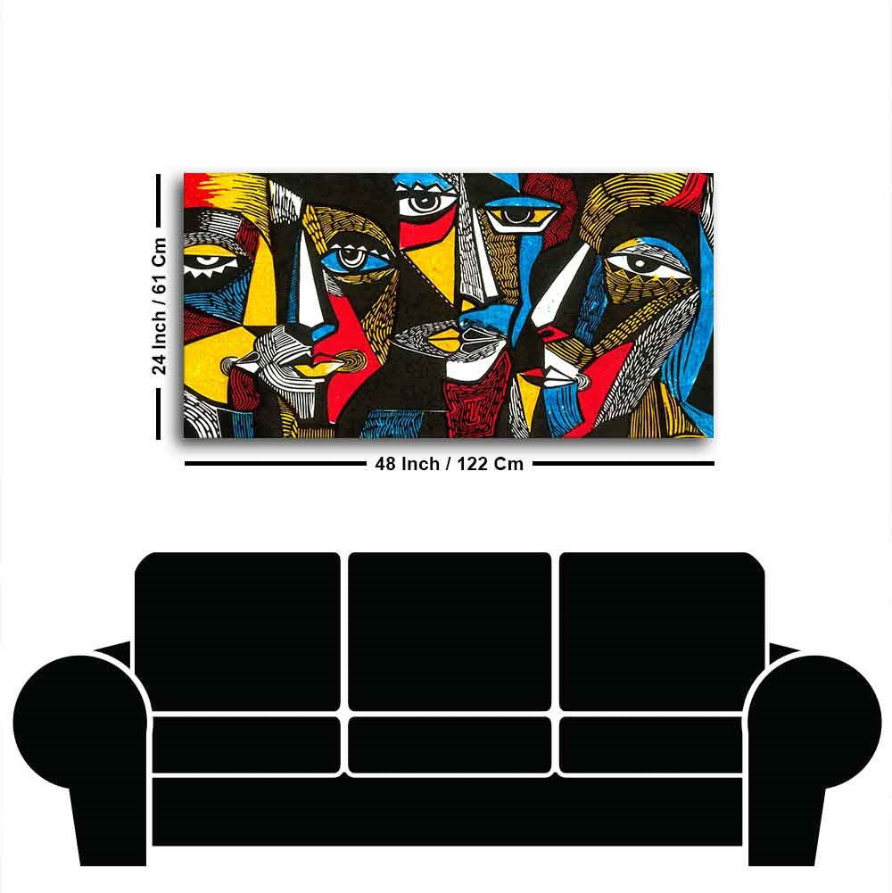 Colorful Abstract Faces Premium Canvas Wall Painting