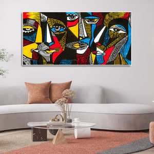 Colorful Abstract Faces Premium Canvas Wall Painting