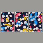 Colorful Abstract Flower Pattern Floating Canvas Wall Painting Set of Three
