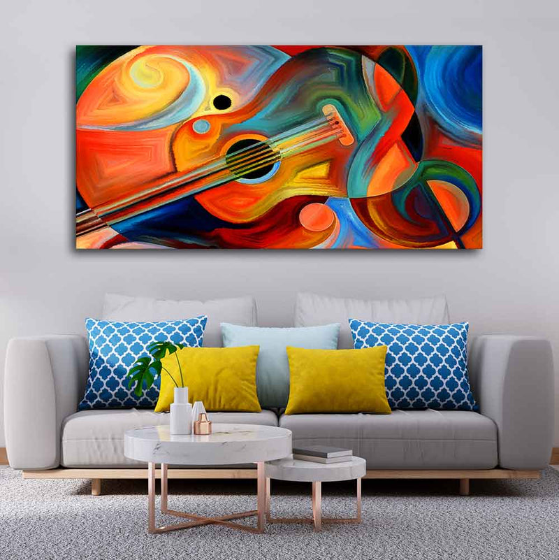Colorful Abstract Guitar Premium Canvas Wall Painting