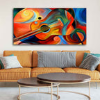 Colorful Abstract Guitar Premium Canvas Wall Painting