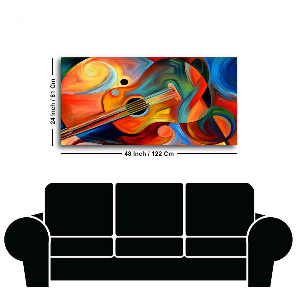 Colorful Abstract Guitar Premium Canvas Wall Painting