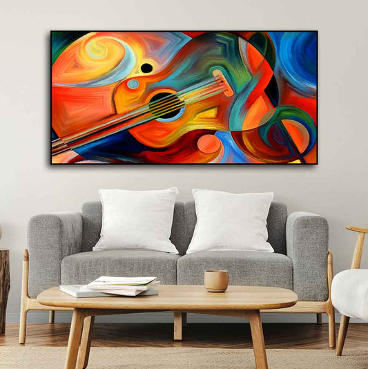 Colorful Abstract Guitar Premium Canvas Wall Painting