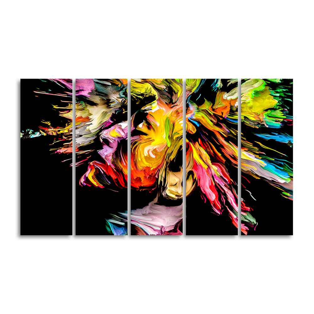 Colorful Abstract Human Head Wall Painting of Five Pieces