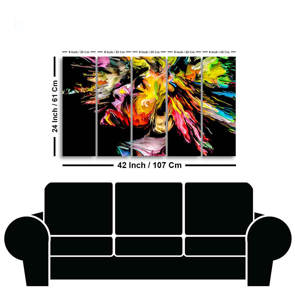 Colorful Abstract Human Head Wall Painting of Five Pieces