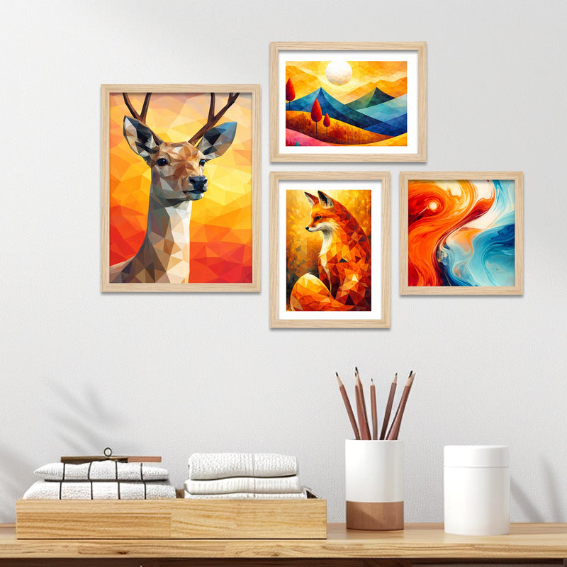 Colorful Abstract Nature Wall Frame Set of Four