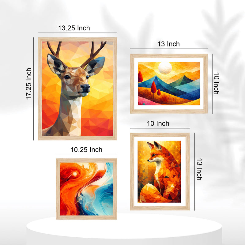 Colorful Abstract Nature Wall Frame Set of Four