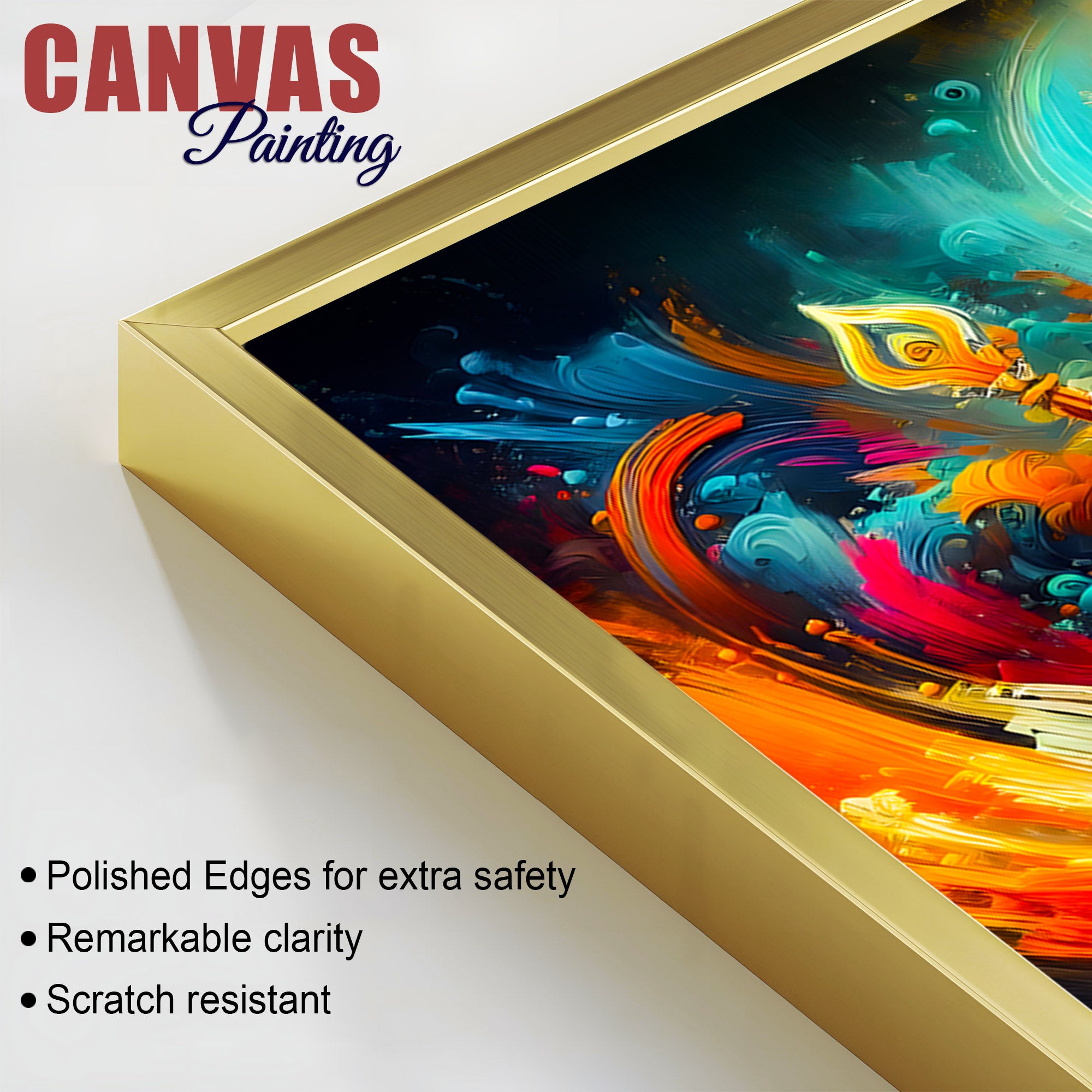 Colorful Abstract Saraswati Goddess Canvas Wall Painting