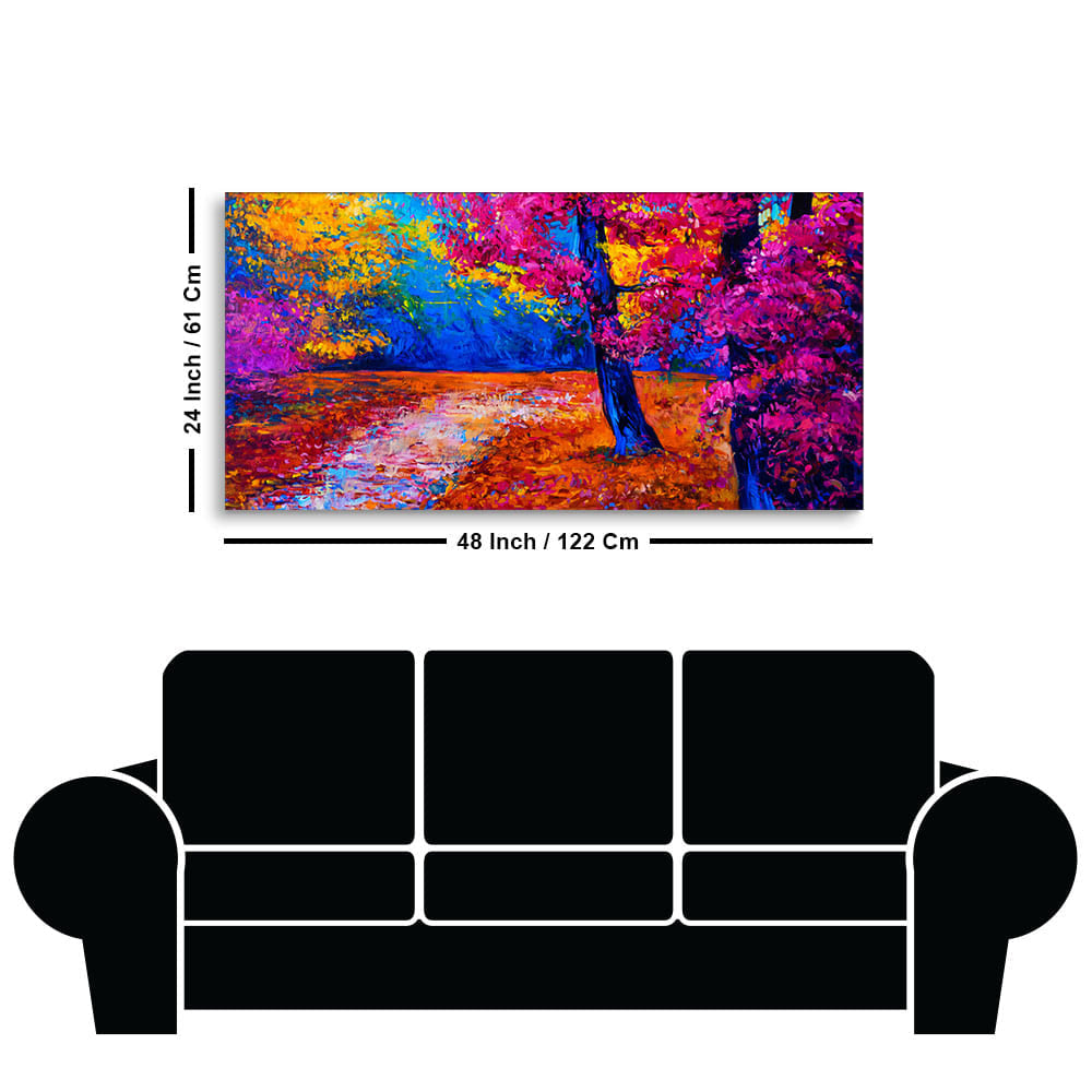 Colorful Autumn Trees Canvas Wall Painting