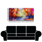 Colorful Autumn Trees Semi Abstract Forest with Lake Canvas Wall Painting