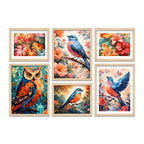 Colorful Bird Wall Art Frame Set of 6