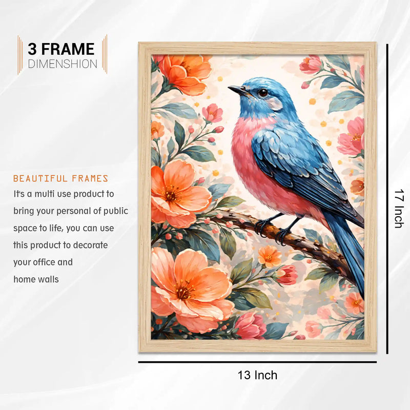 Colorful Bird Wall Art Frame Set of 6