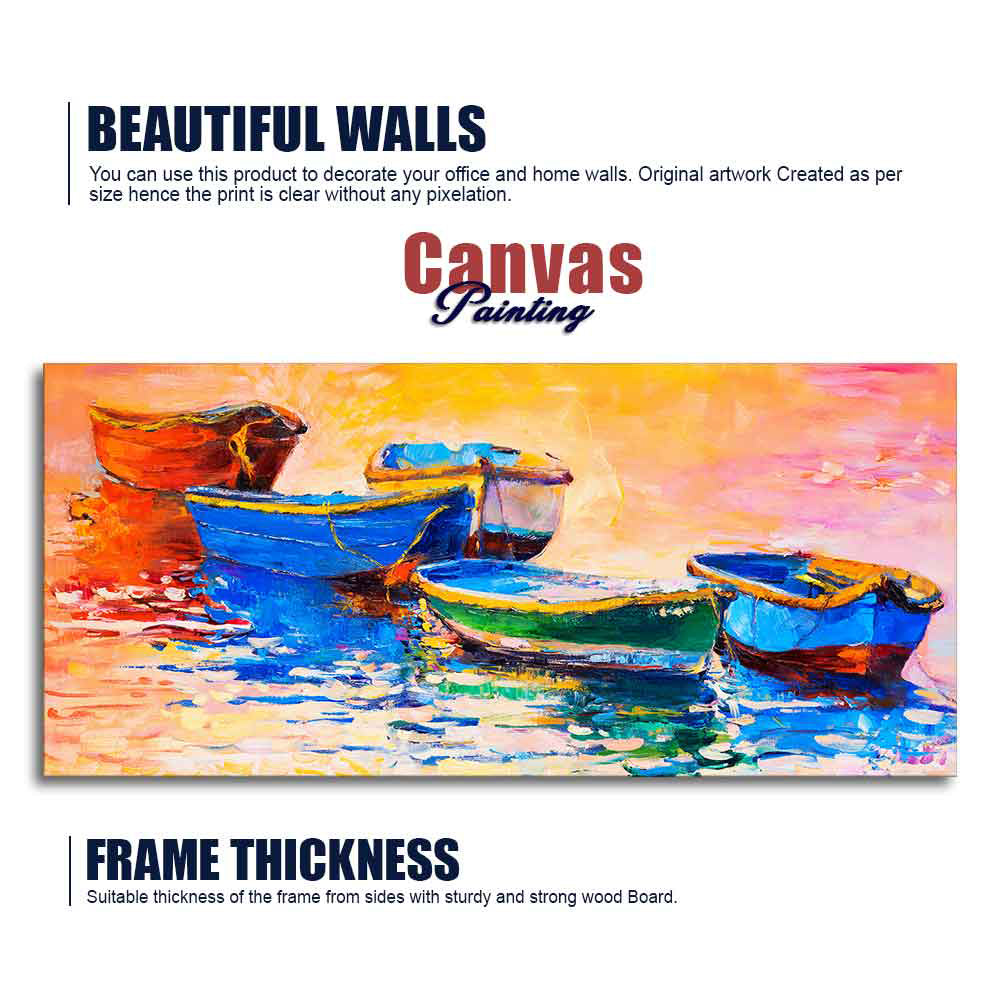 Colorful Boats in Canvas Wall Painting