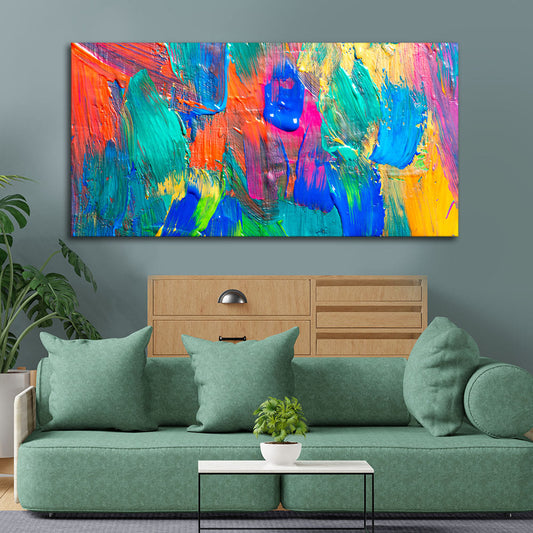 Colorful Brush Strokes Abstract Art Canvas Wall Painting