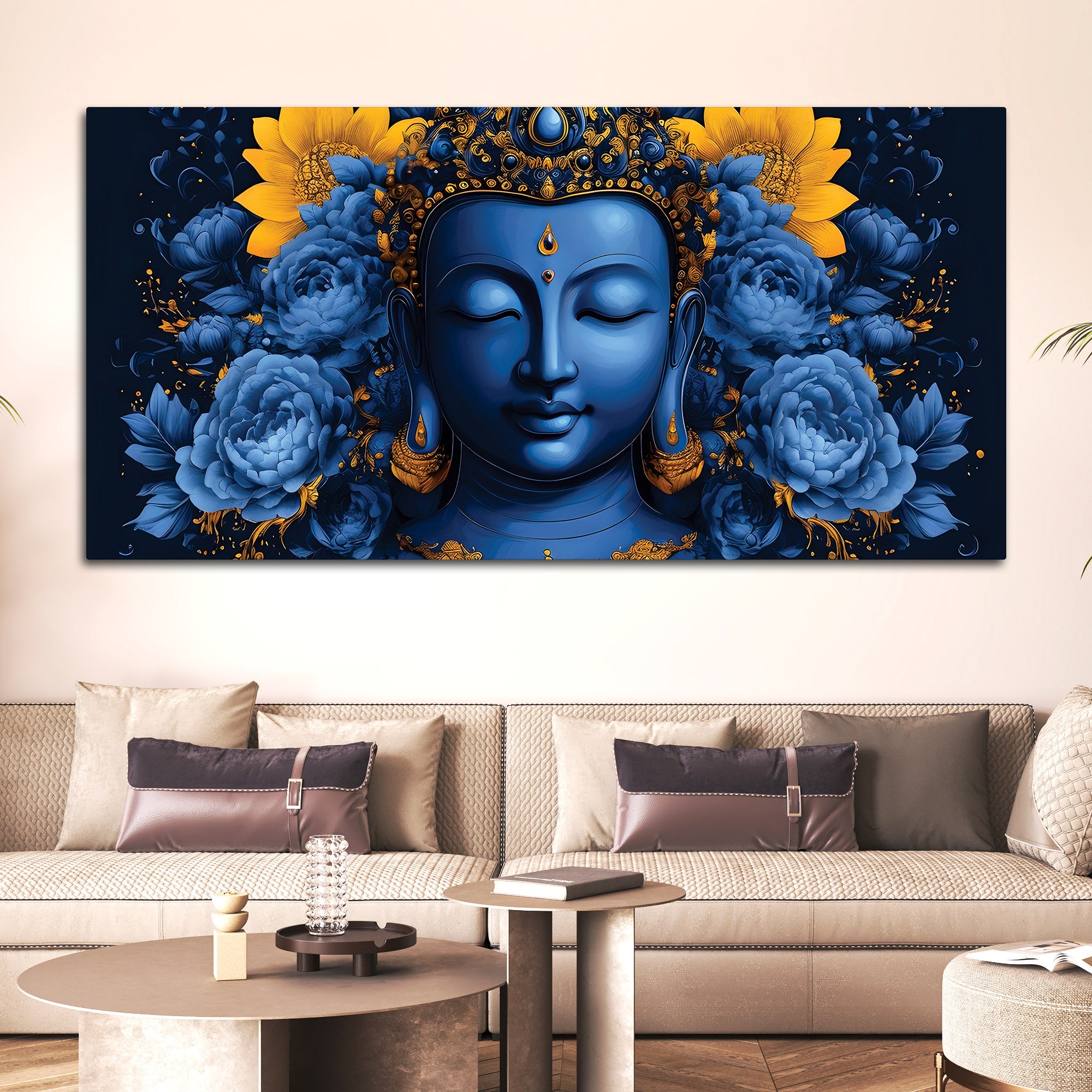 Colorful Buddha Floral Painting – Meditation Wall Art