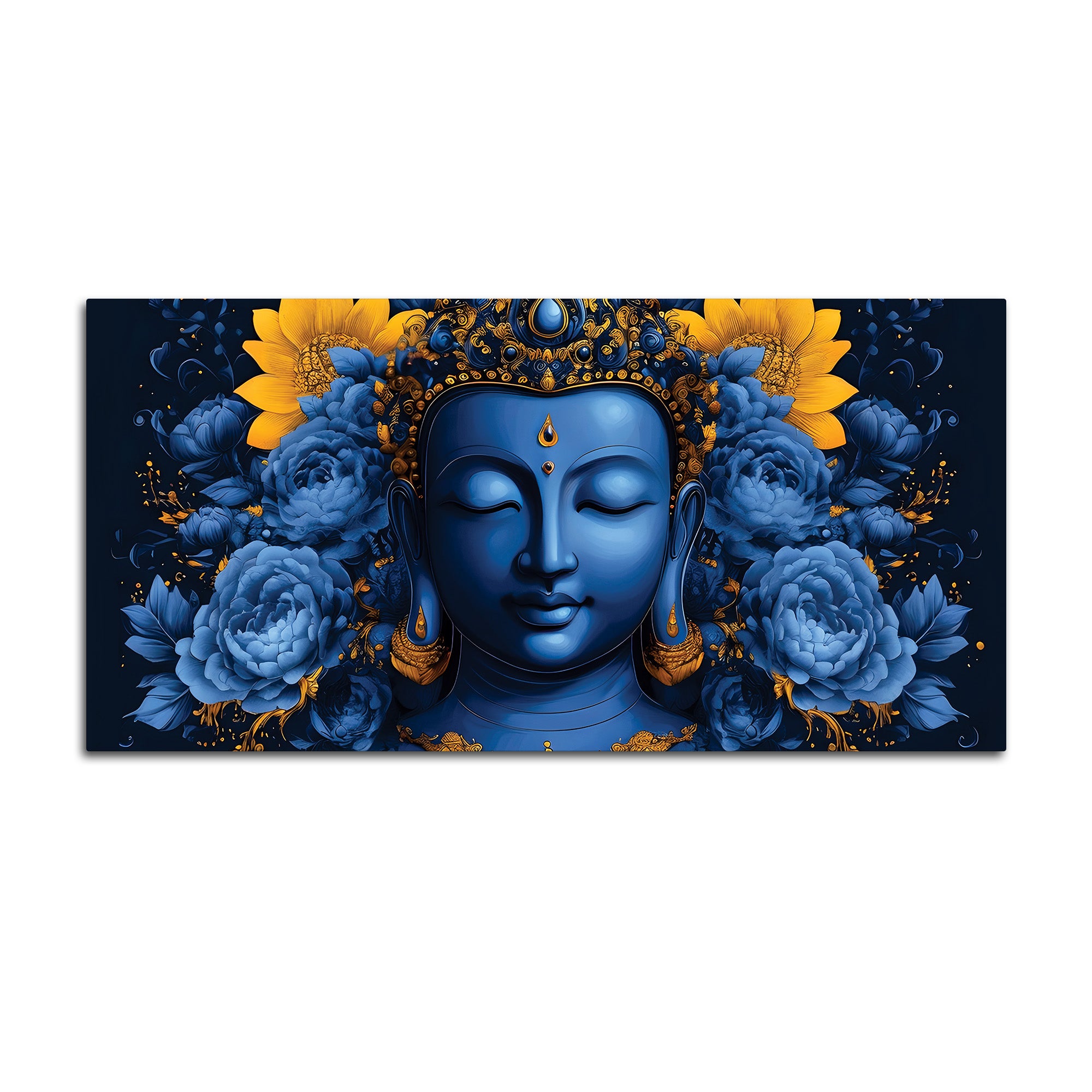 Colorful Buddha Floral Painting – Meditation Wall Art