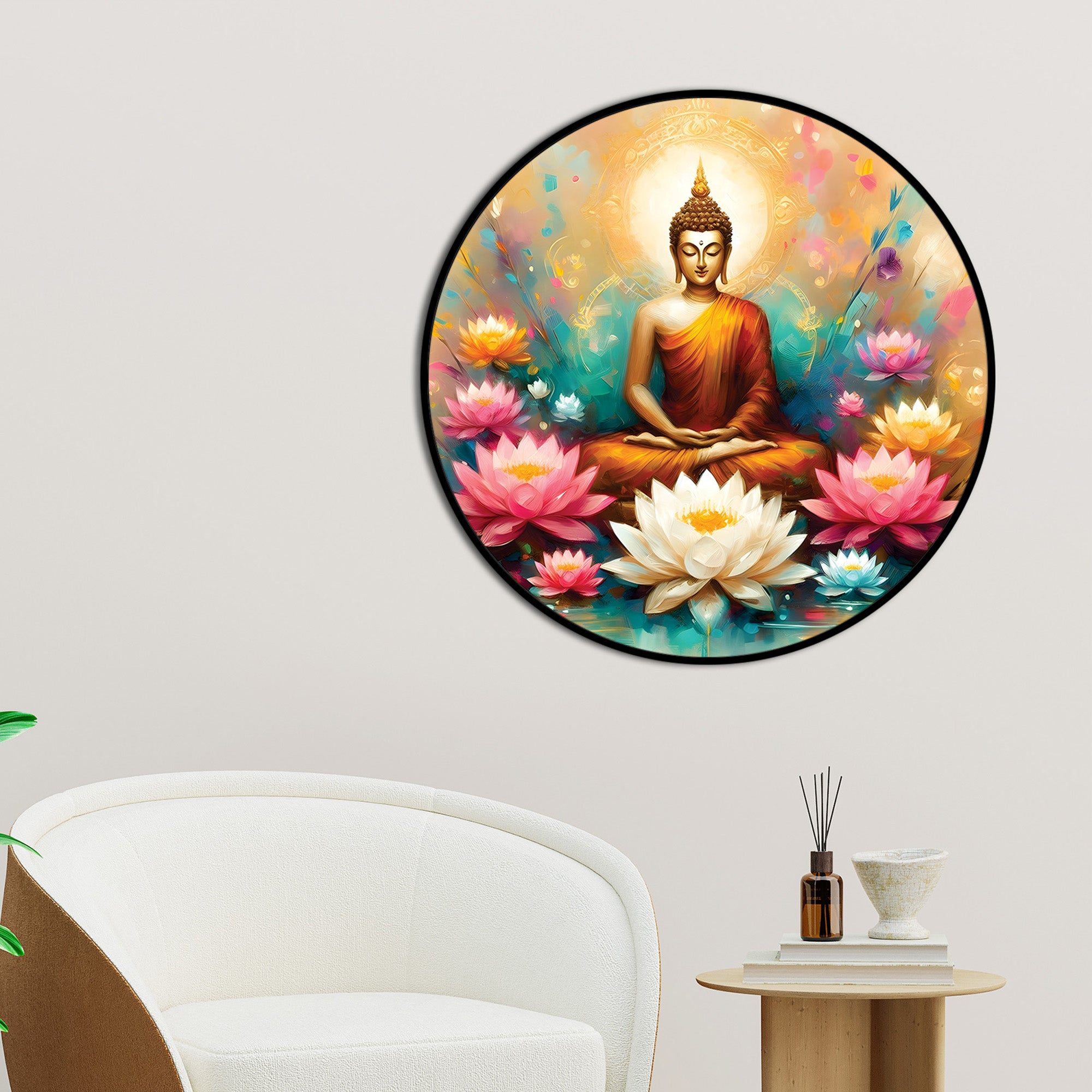 Colorful Buddha Round Art Painting