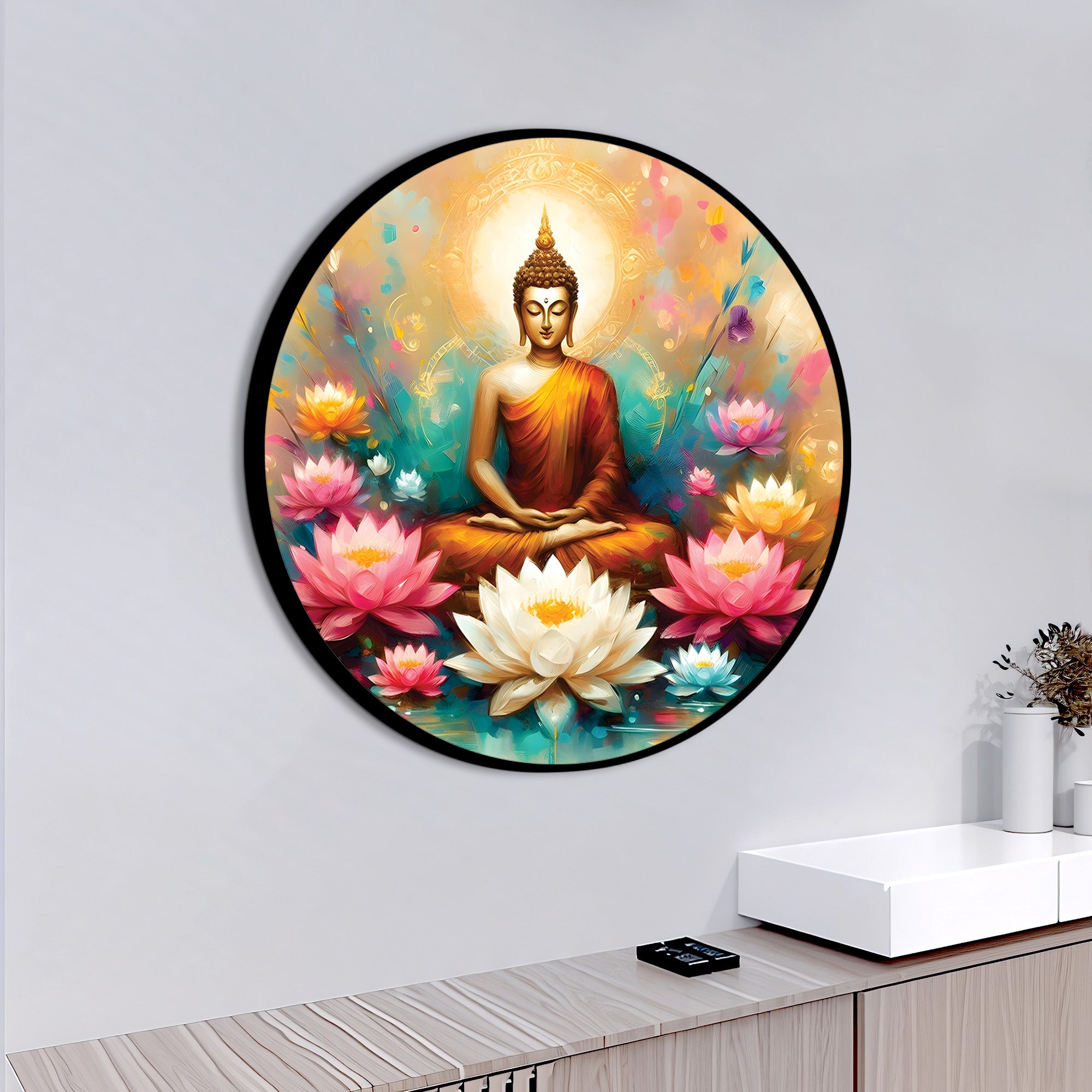 Colorful Buddha Round Art Painting