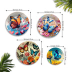 Colorful Butterflies Premium Wall Plates Painting Set of Four