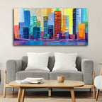 Colorful City Skyline Premium Wall Painting