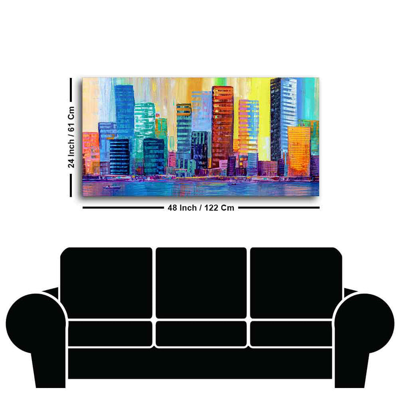 Colorful City Skyline Premium Wall Painting