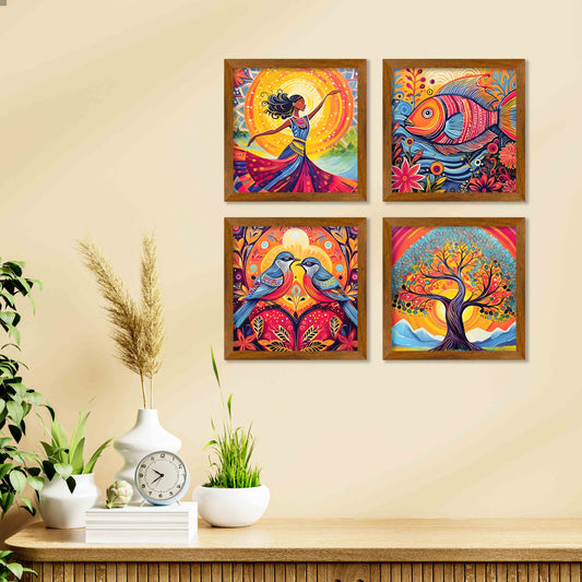 Colorful Detailed Artwork Wall Frame Set of Four