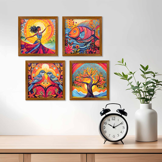 Colorful Detailed Artwork Wall Frame Set of Four