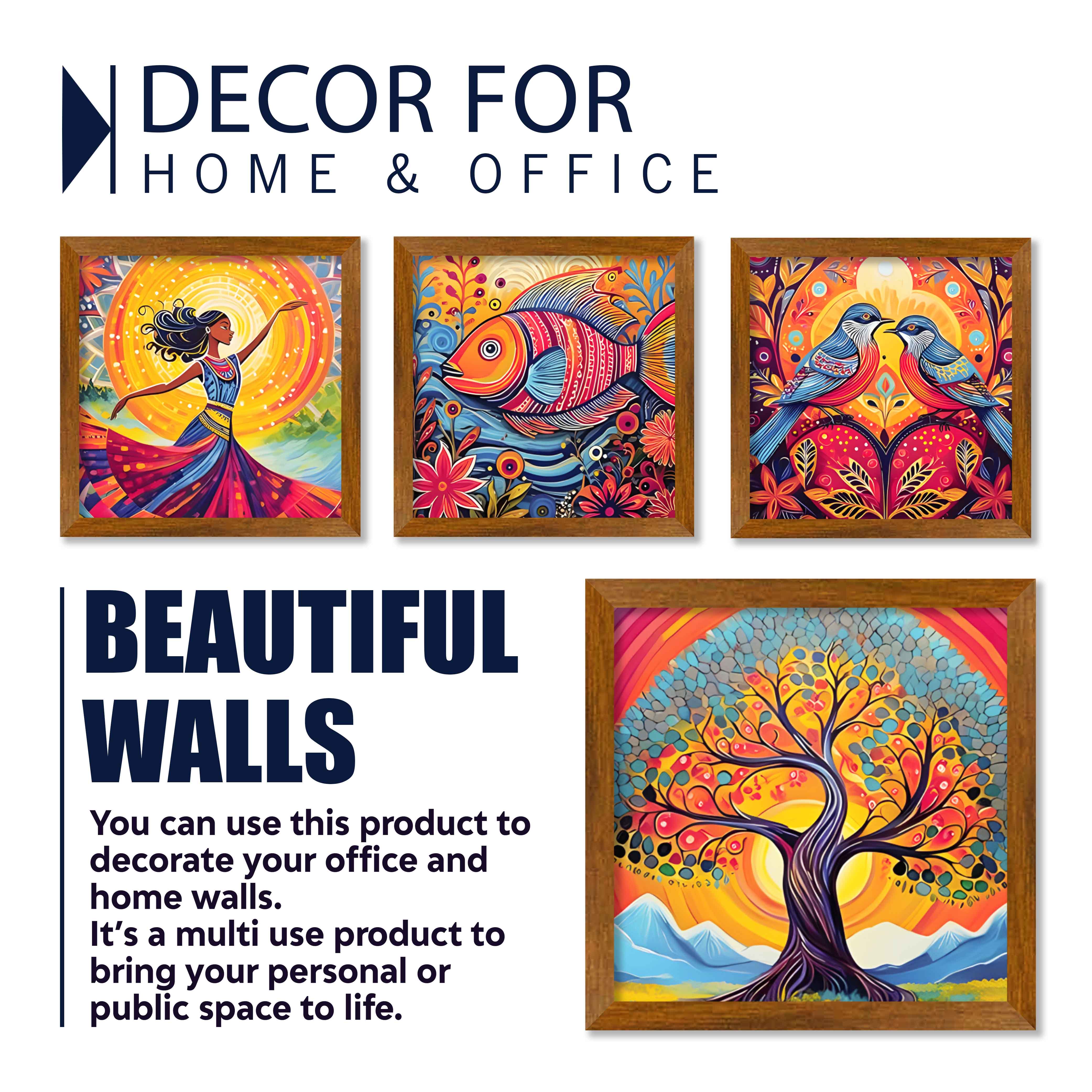Colorful Detailed Artwork Wall Frame Set of Four