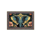 Colorful Elephant Forest Floral Border Canvas Wall Painting