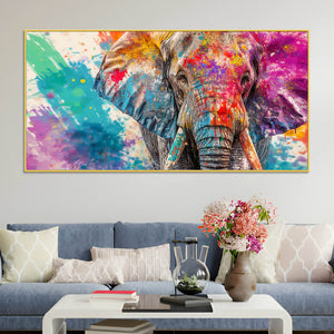 Colorful Elephant Wall Art Painting for Living Room Décor