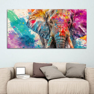 Colorful Elephant Wall Art Painting for Living Room Décor